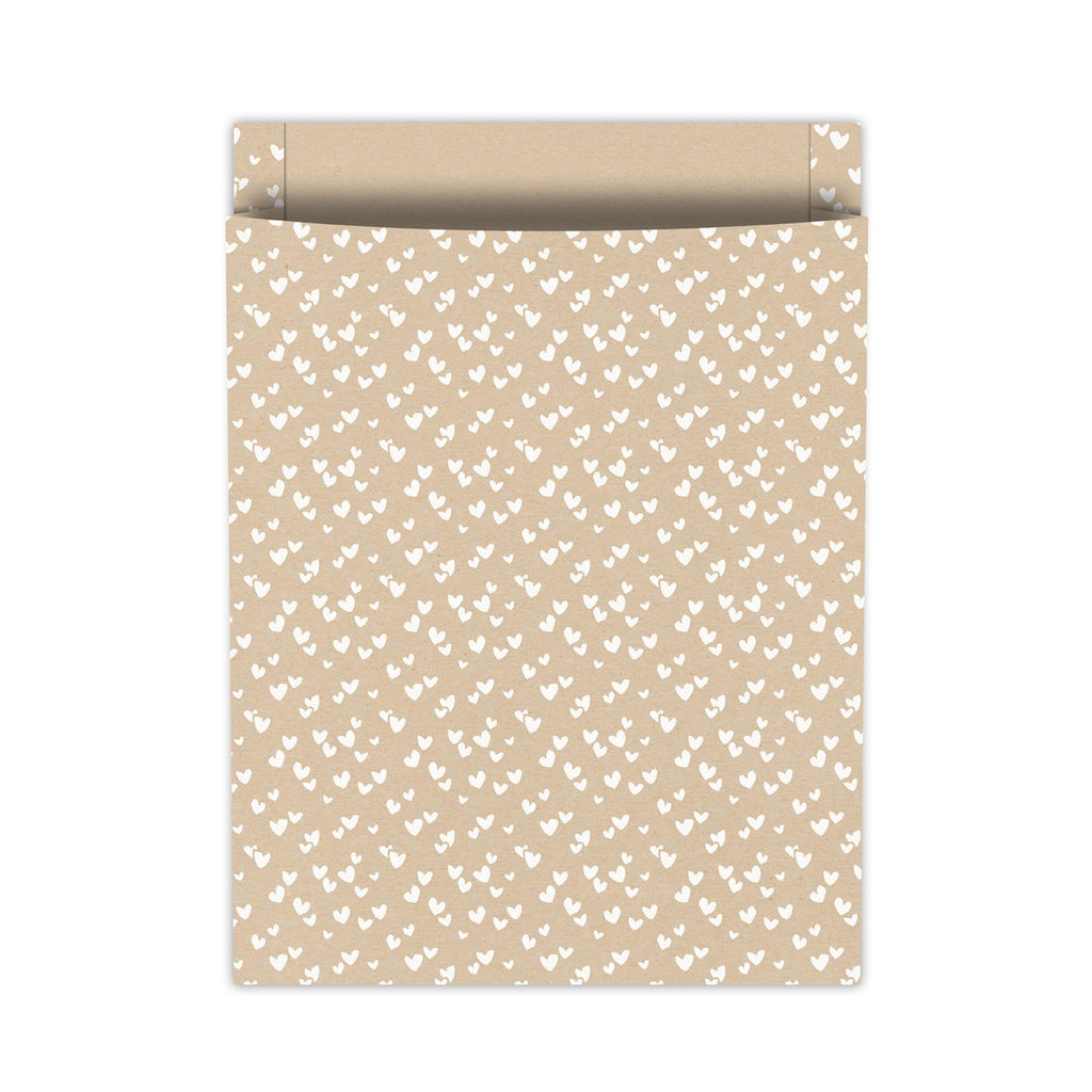 Solo Hearts '24 - Tijdschriftenzakken 25x34+4cm 100st - kraft/wit