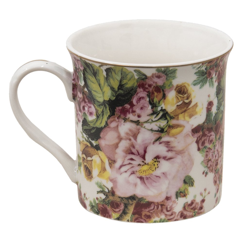 Mok 330 ml Roze Porselein Bloemen Theemok