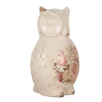 Decoratie Beeld Uil 13x12x21 cm Beige Keramiek Bloemen