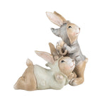 Decoratie Beeld Konijnen 19x16x23 cm Beige Kunststof