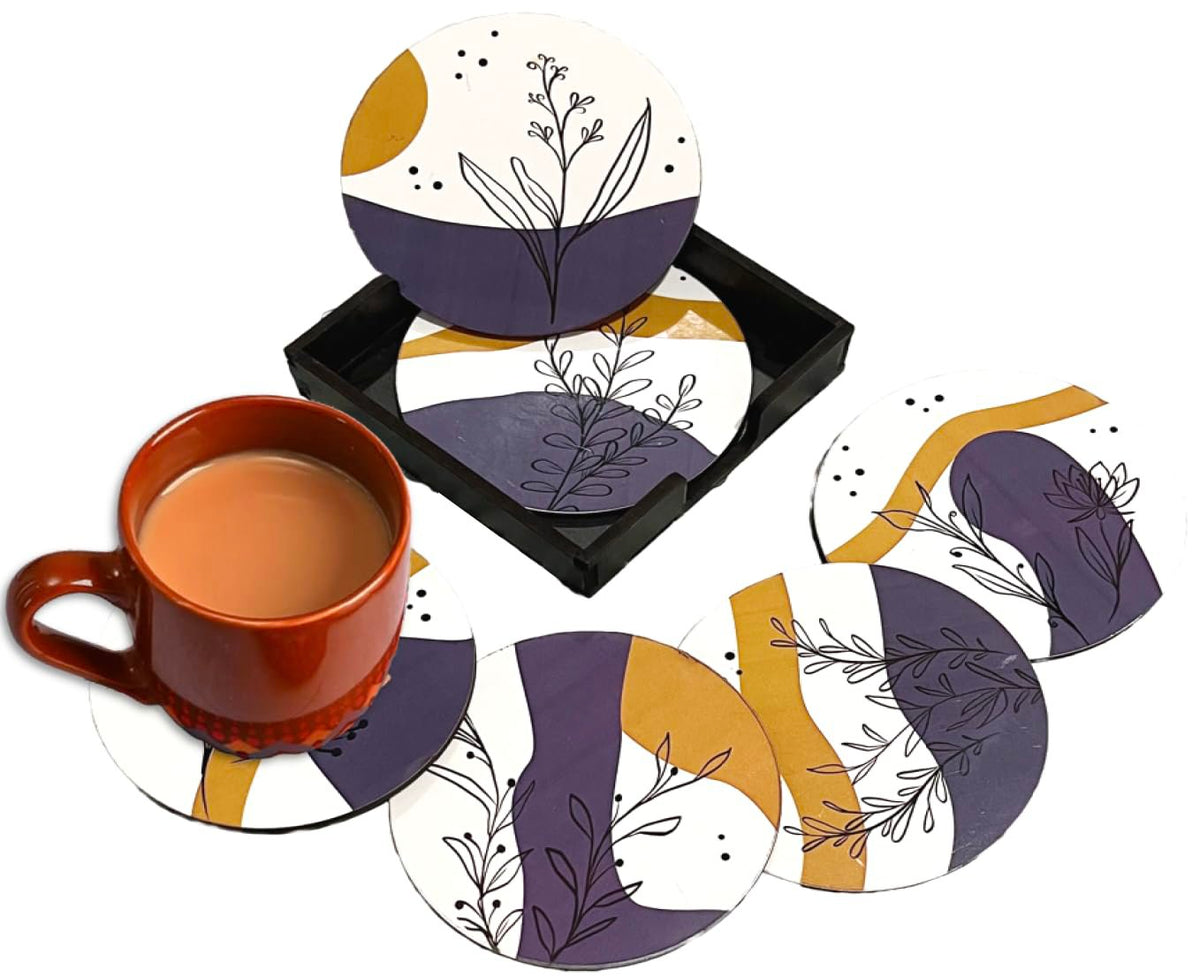 Orchid Design theeonderzetters set van 6 met standaard | Elegant huisdecor, Diwali en housewarming cadeau