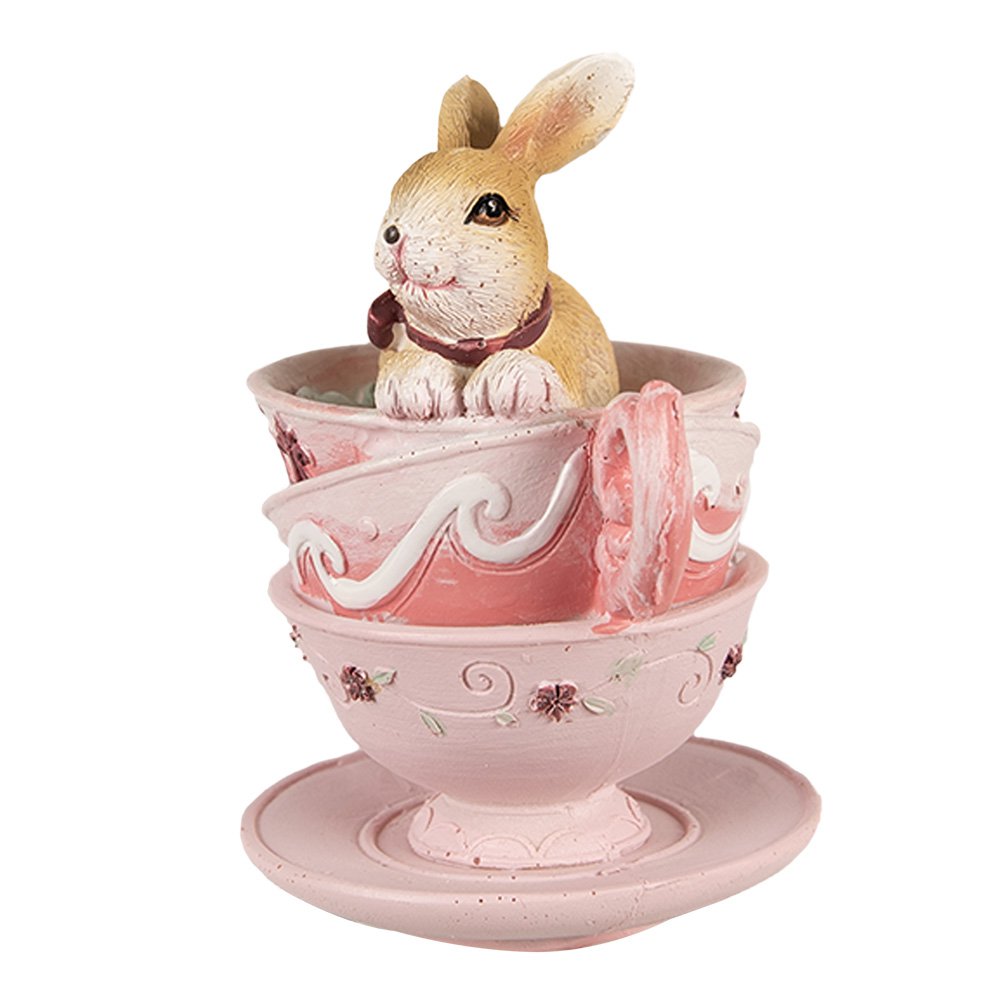 Beeld Konijn 10 cm Bruin Roze Polyresin