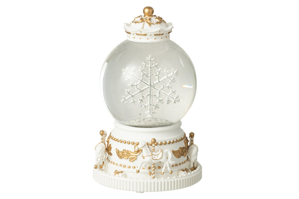 J-Line decoratie Waterbol Paarden - plastiek - wit/goud