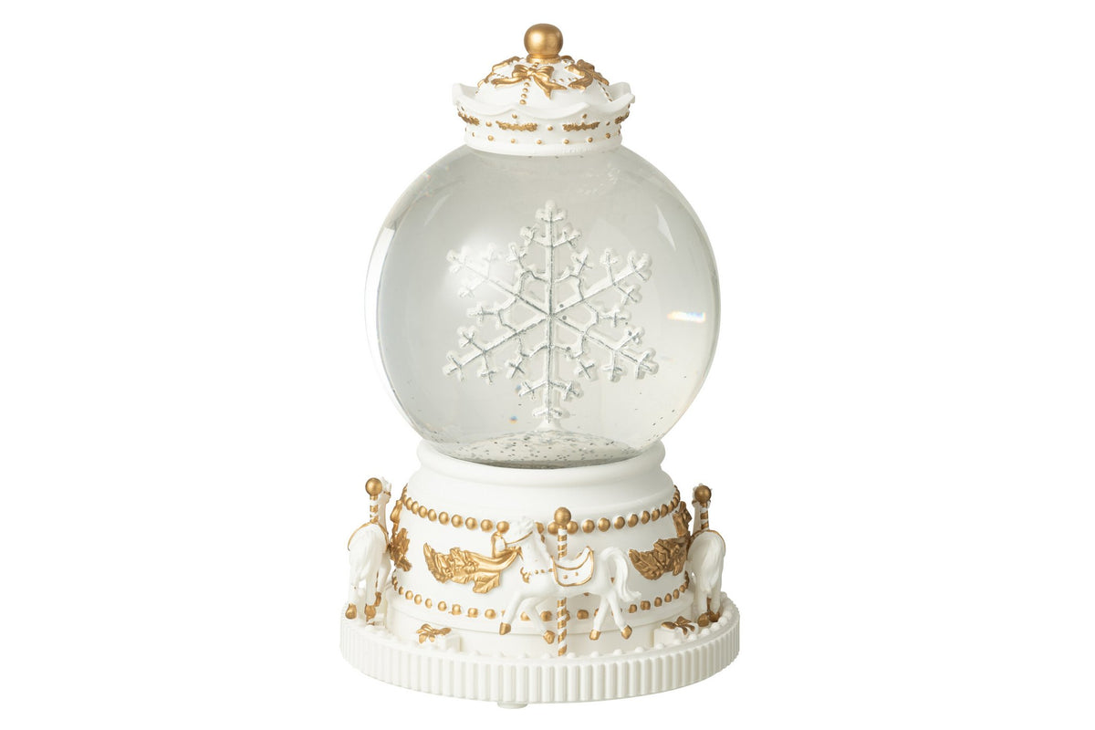 J-Line decoratie Waterbol Paarden - plastiek - wit/goud