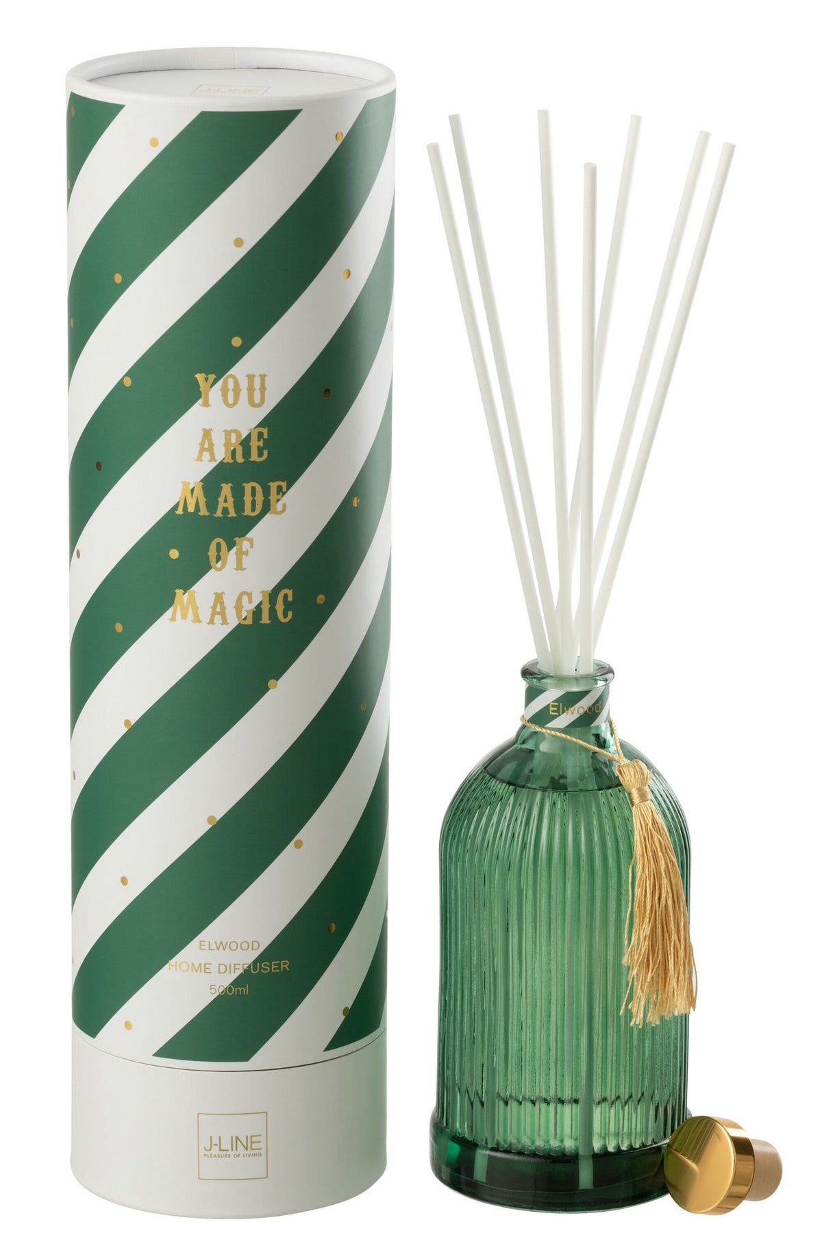 J-Line geurstokjes Magic - Elwood - glas - wit/groen - large
