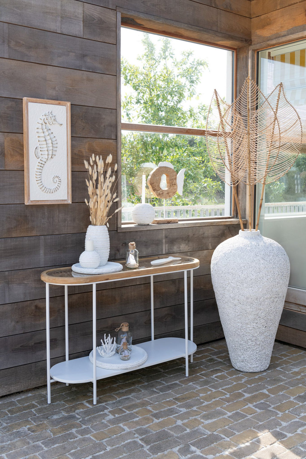 J-Line Console Mati Sparhout/Metaal Naturel/Wit