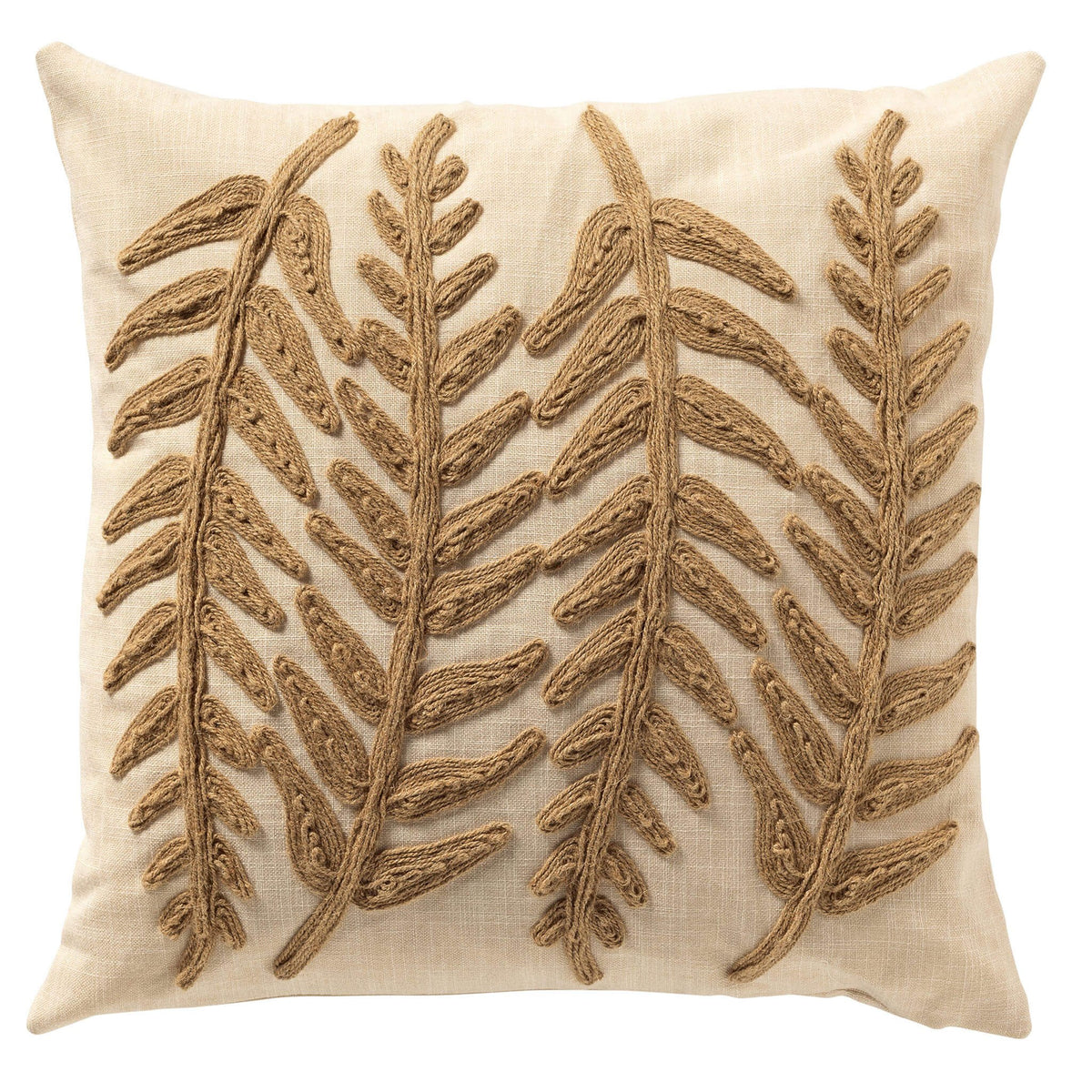 Dutch Decor Amir - Kussen 45x45 cm - Getuft bladpatroon - Naturel - Beige