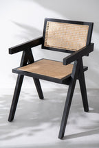 J-Line Stoel Rooster Essenhout/Rattan Zwart