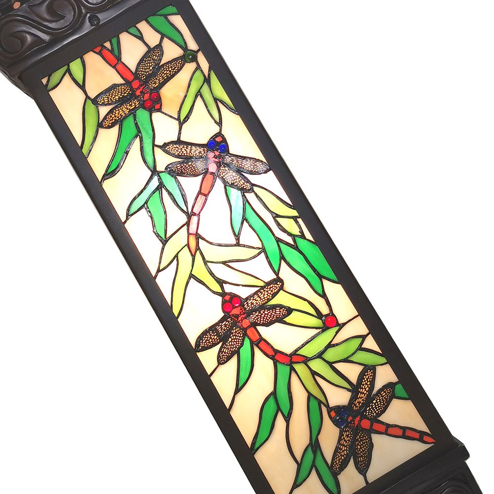 Zuil Tiffany 30x30x100 cm Beige Groen Glas Libelle Bureaulamp Tiffany