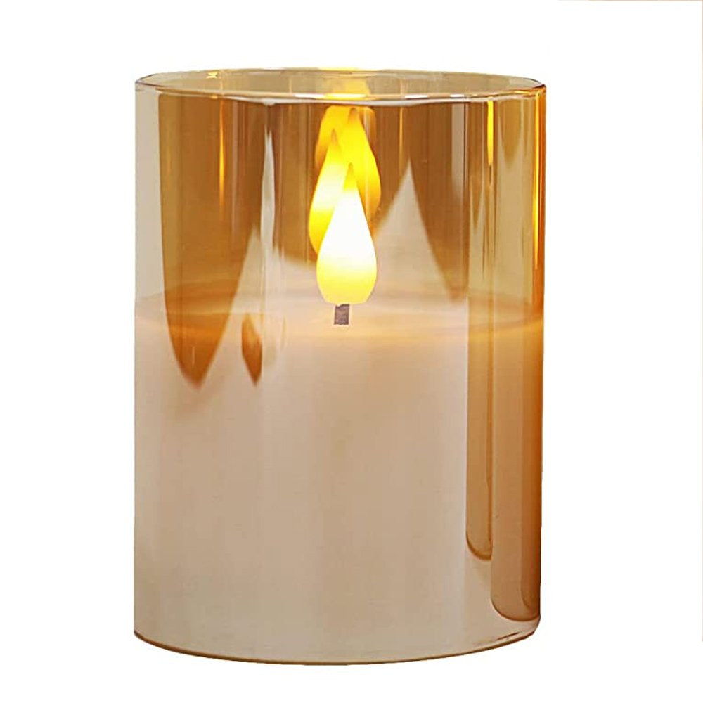 Led kaars in goud glas 12.5 cm