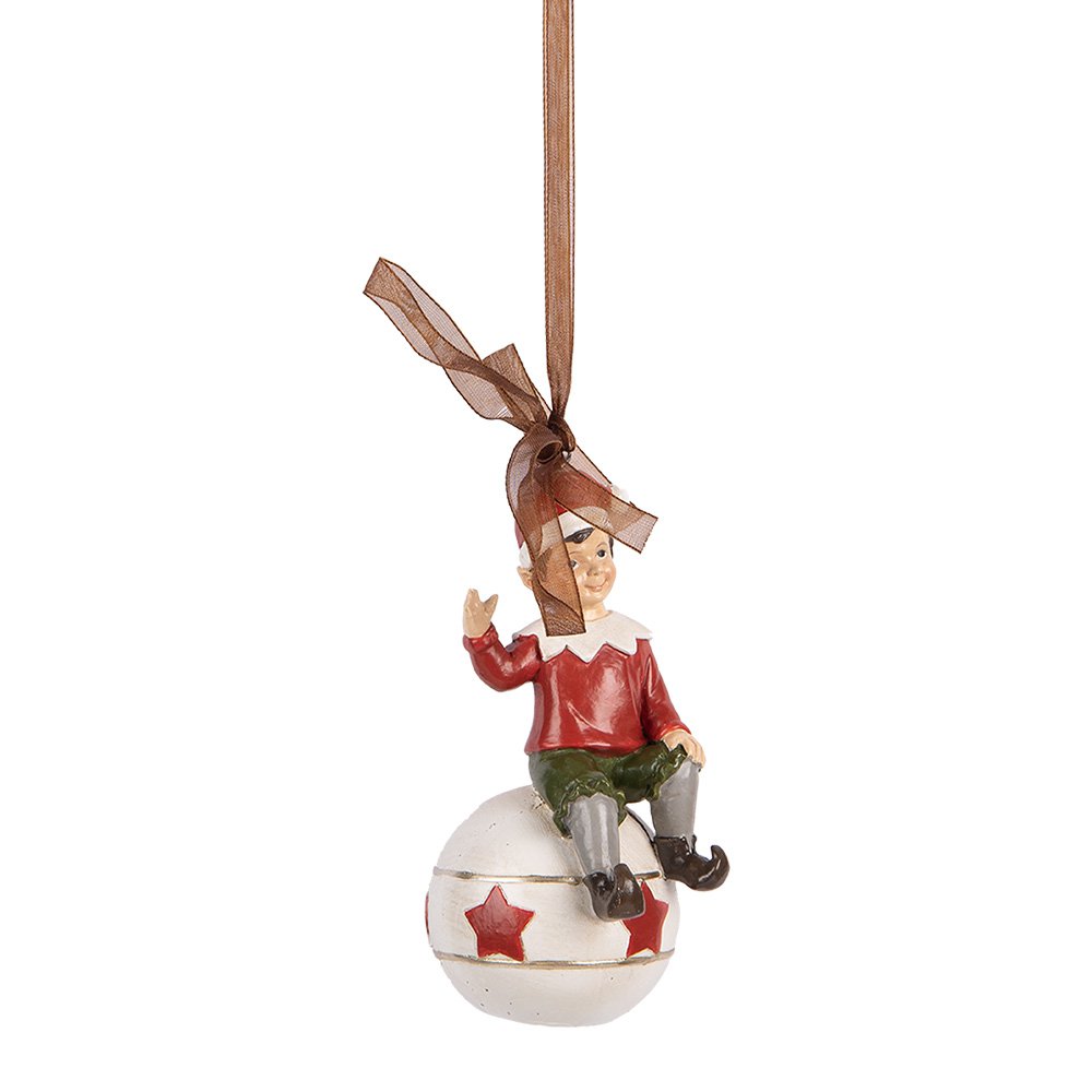 Kersthanger Elf 5x5x10 cm Rood Kunststof