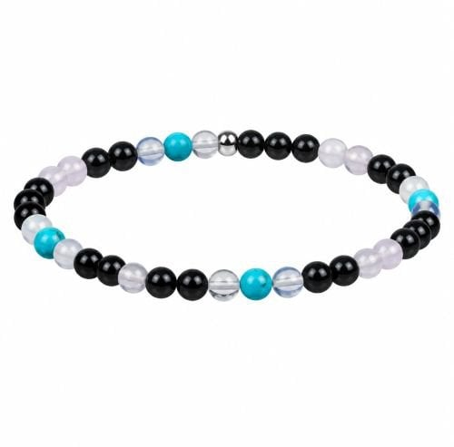Dames armband Onyx, Turquoise, Opaliet en Rozenkwarts 4 mm