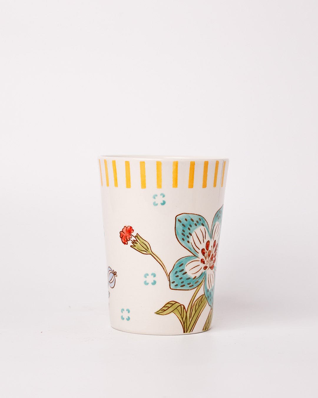 Stripe & Stem Tall handbeschilderde keramische koffiemok 355ml
