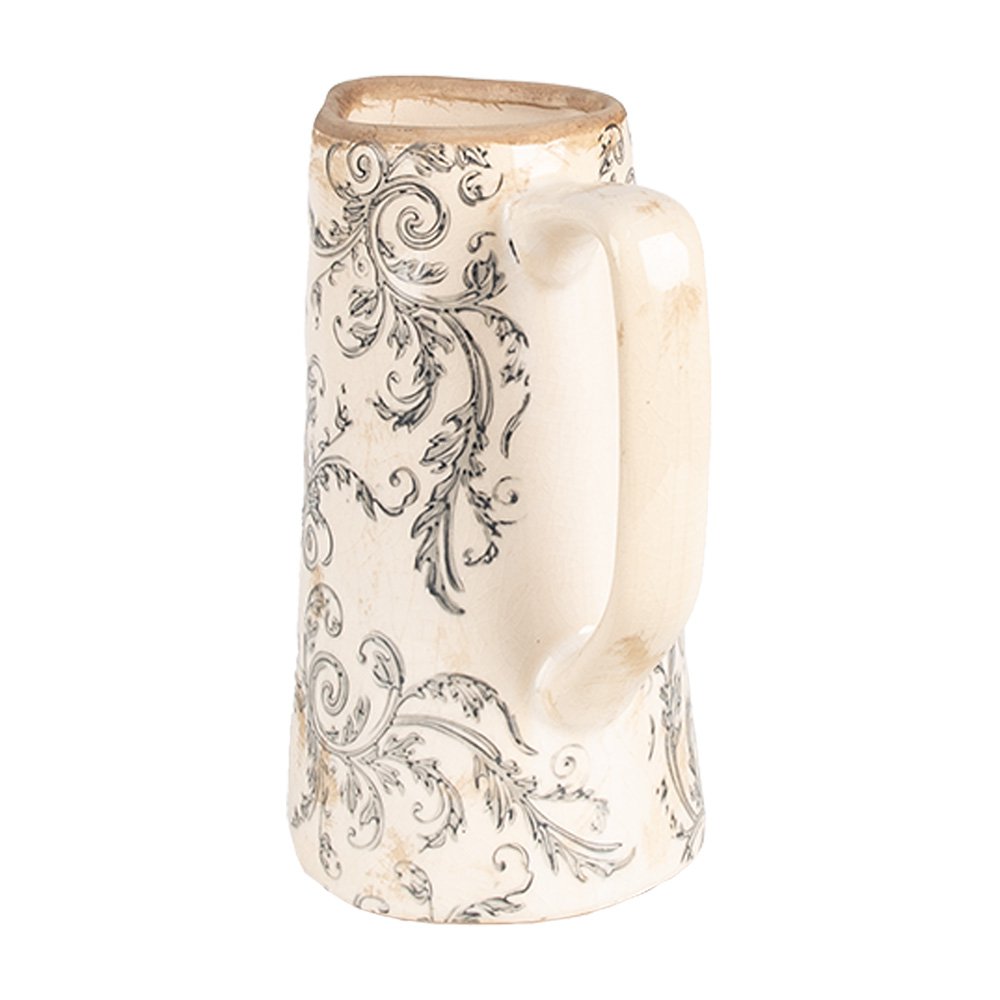 Decoratie Kan 16x11x20 cm Beige Grijs Keramiek Bloemen Schenkkan