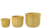 J-Line bloempot Geribbeld - cement - goud - large