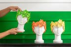 J-Line bloempot Dame Bloem - keramiek - wit/groen