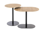 J-Line bijzettafel Rond - ijzer - zwart/naturel - set van 2