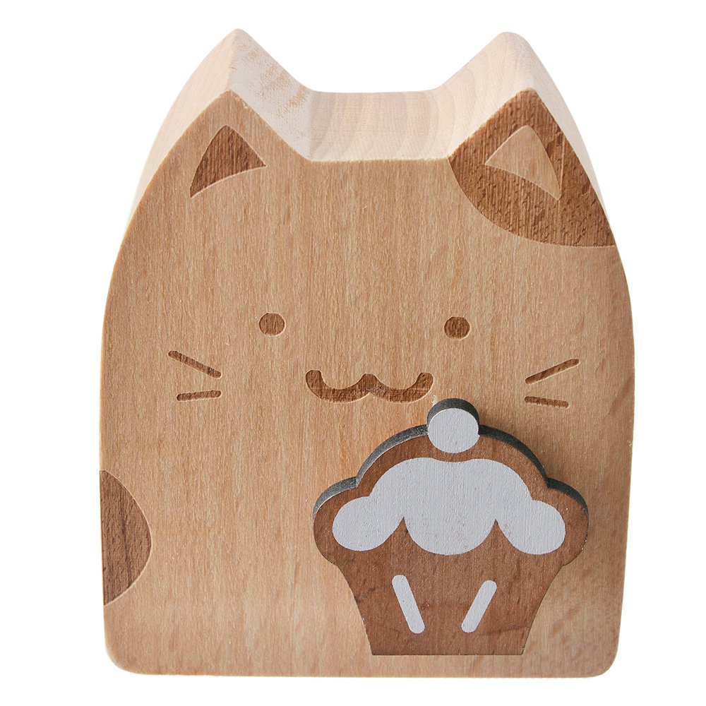 Muziekdoos Kat 7x4x8 cm Bruin Hout