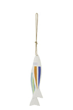 J-Line hanger Vis Gestreept - hout/touw - mix