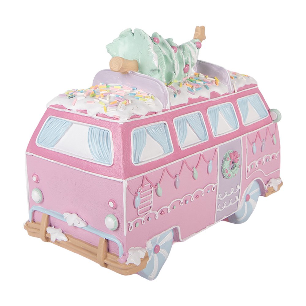 Decoratie Beeld Bus 26x13x19 cm Roze Kunststof