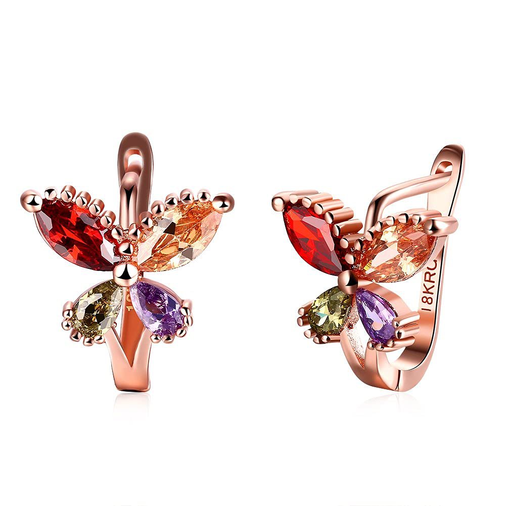 Vliegende vlinderoorbellen – mode-sieraden – 18K roségoud verguld – Zwitserse AAA-zirkonen