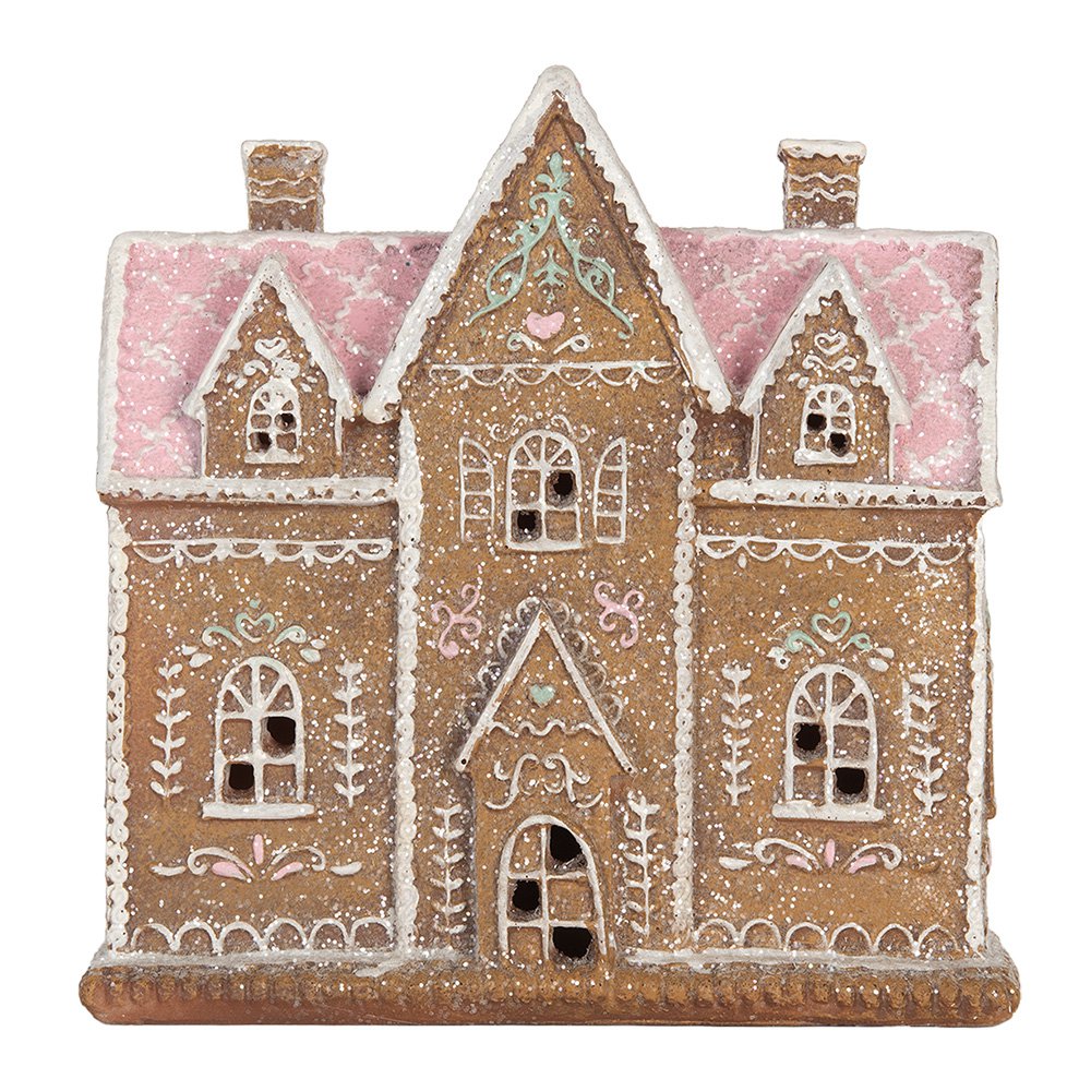 Gingerbread house met LED 21x8x20 cm Bruin Kunststof