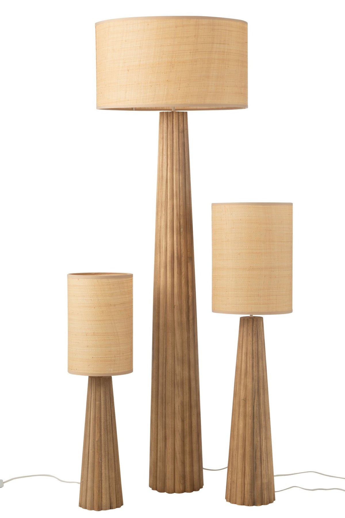 J-Line Vloerlamp Paraplu Ailanthus Hout Naturel