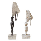 Decoratie Beeld Set van 2 Leeuw Wit Zwart Hout