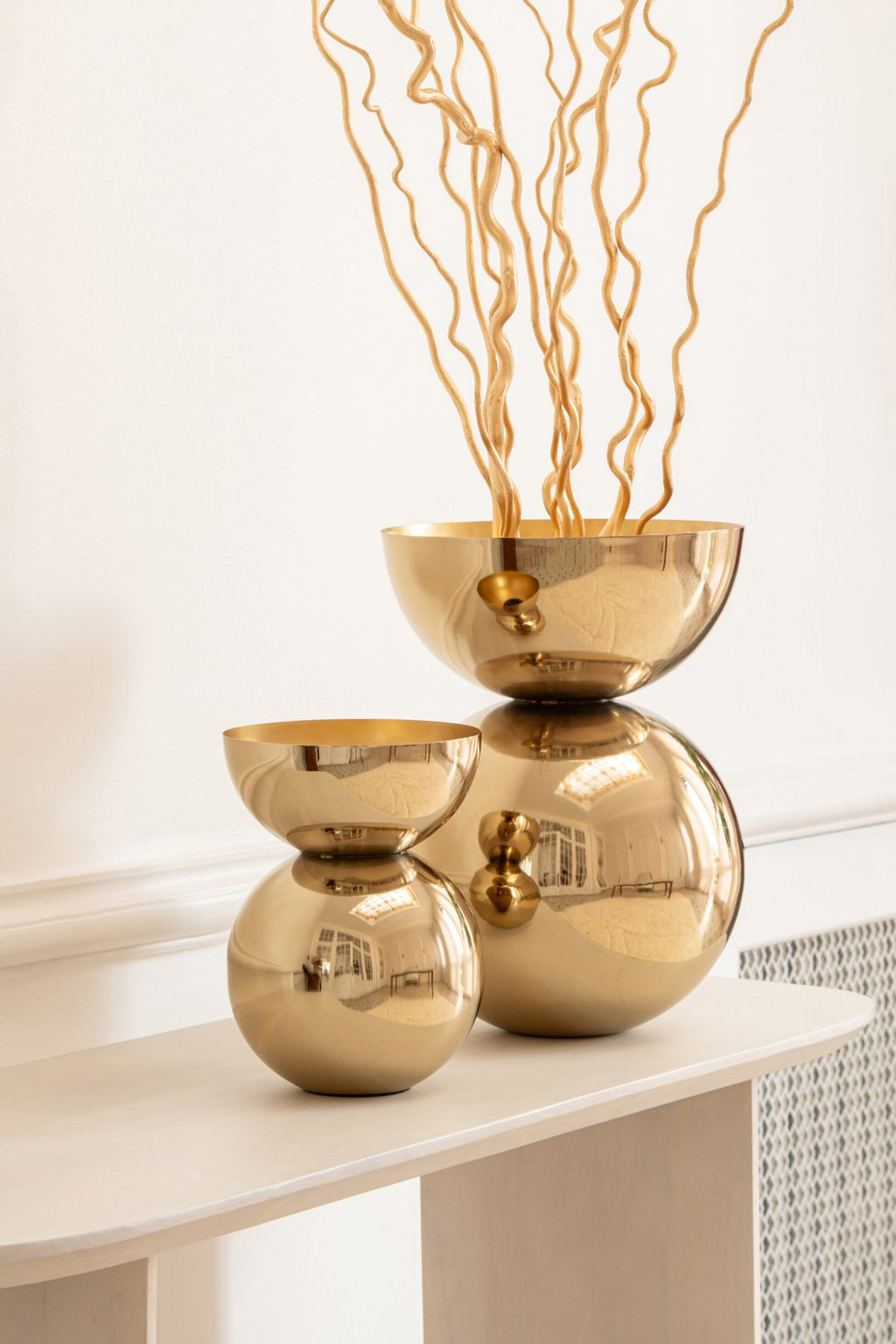 J-Line Ronde glanzende vaas - metaal - goud - large