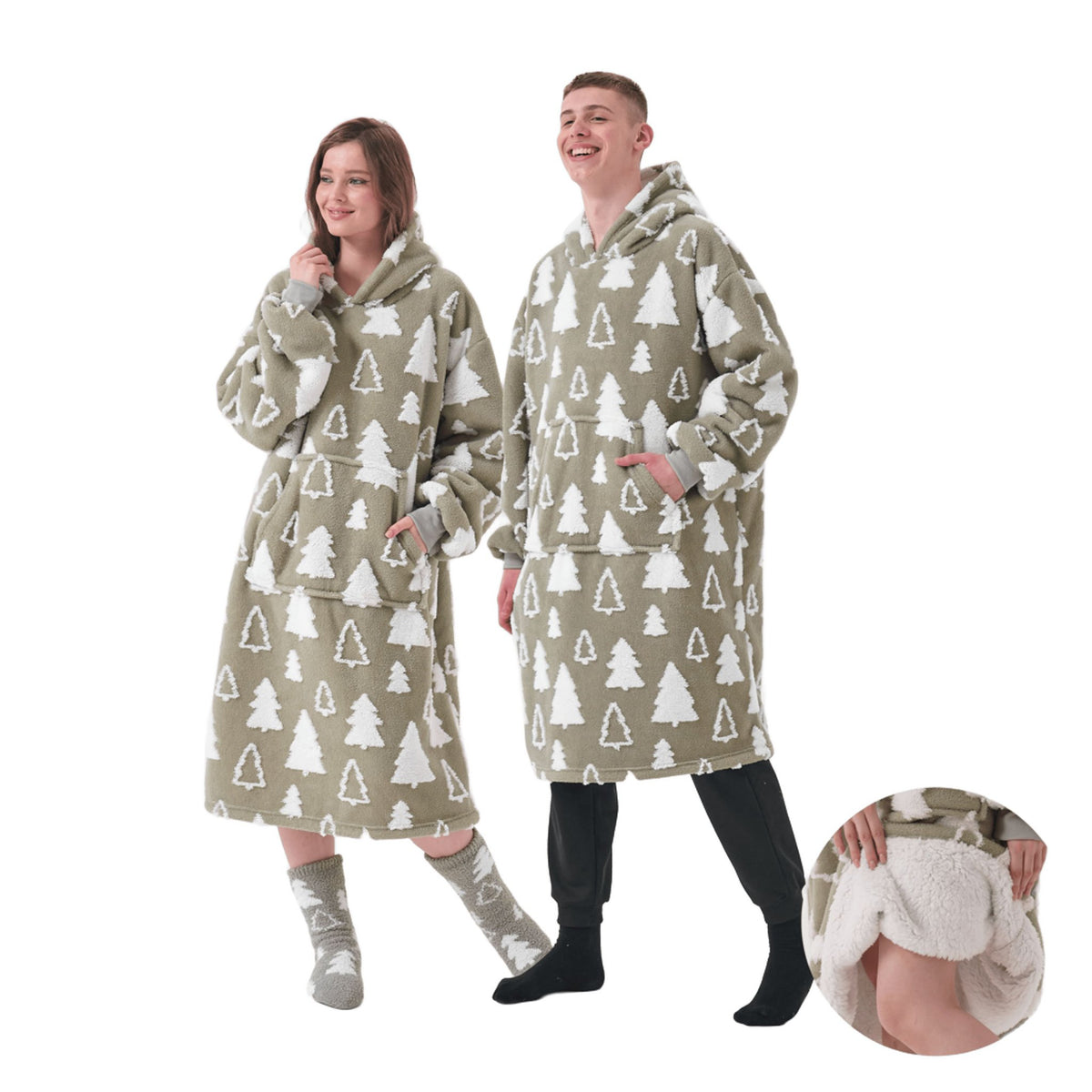 Textino Pine - Hoodie 70x110 cm - Volwassenen - Hoodiedeken - Unisex - Abbey Stone - Groen