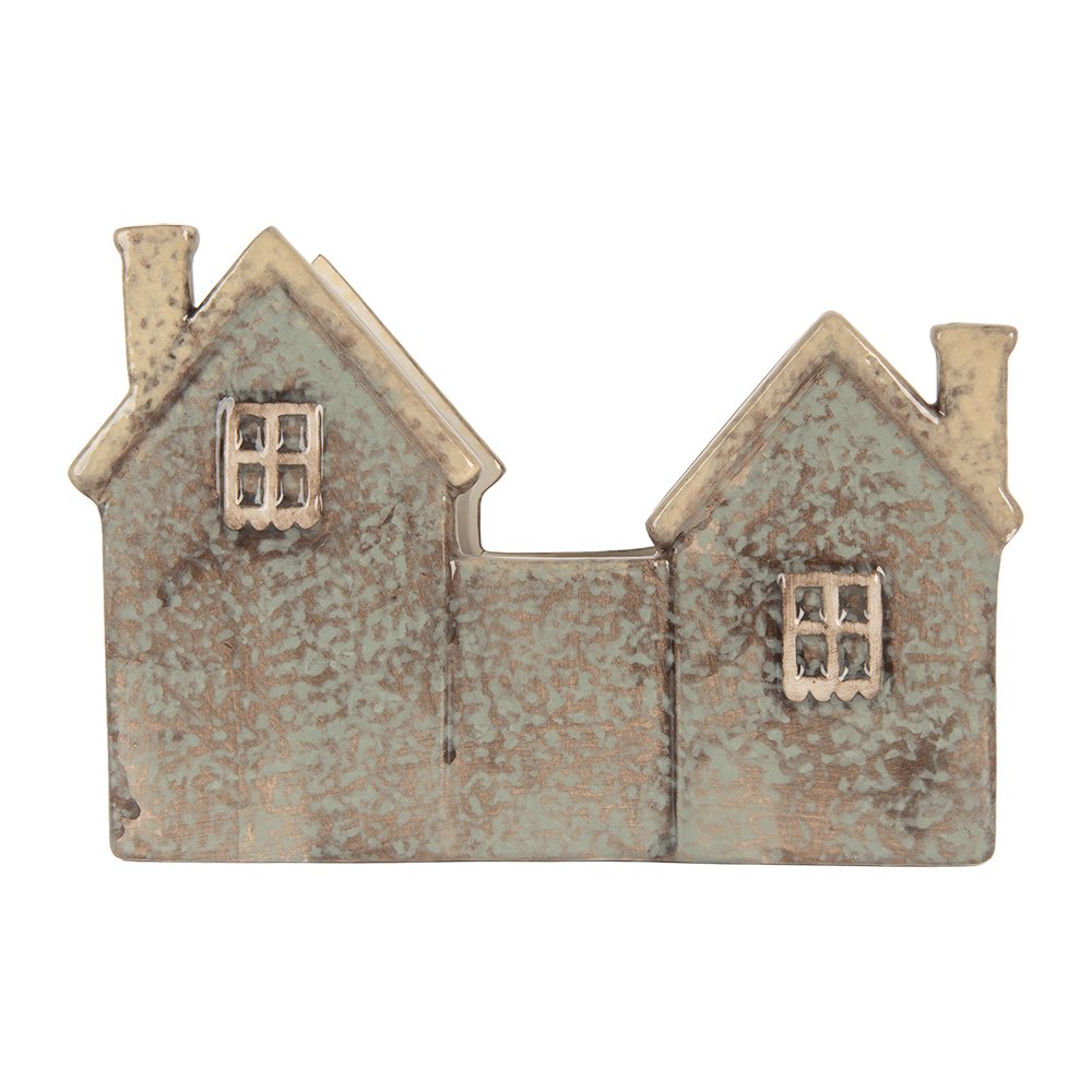 Waxinelichthouder Huis 22x9x15 cm Groen Keramiek
