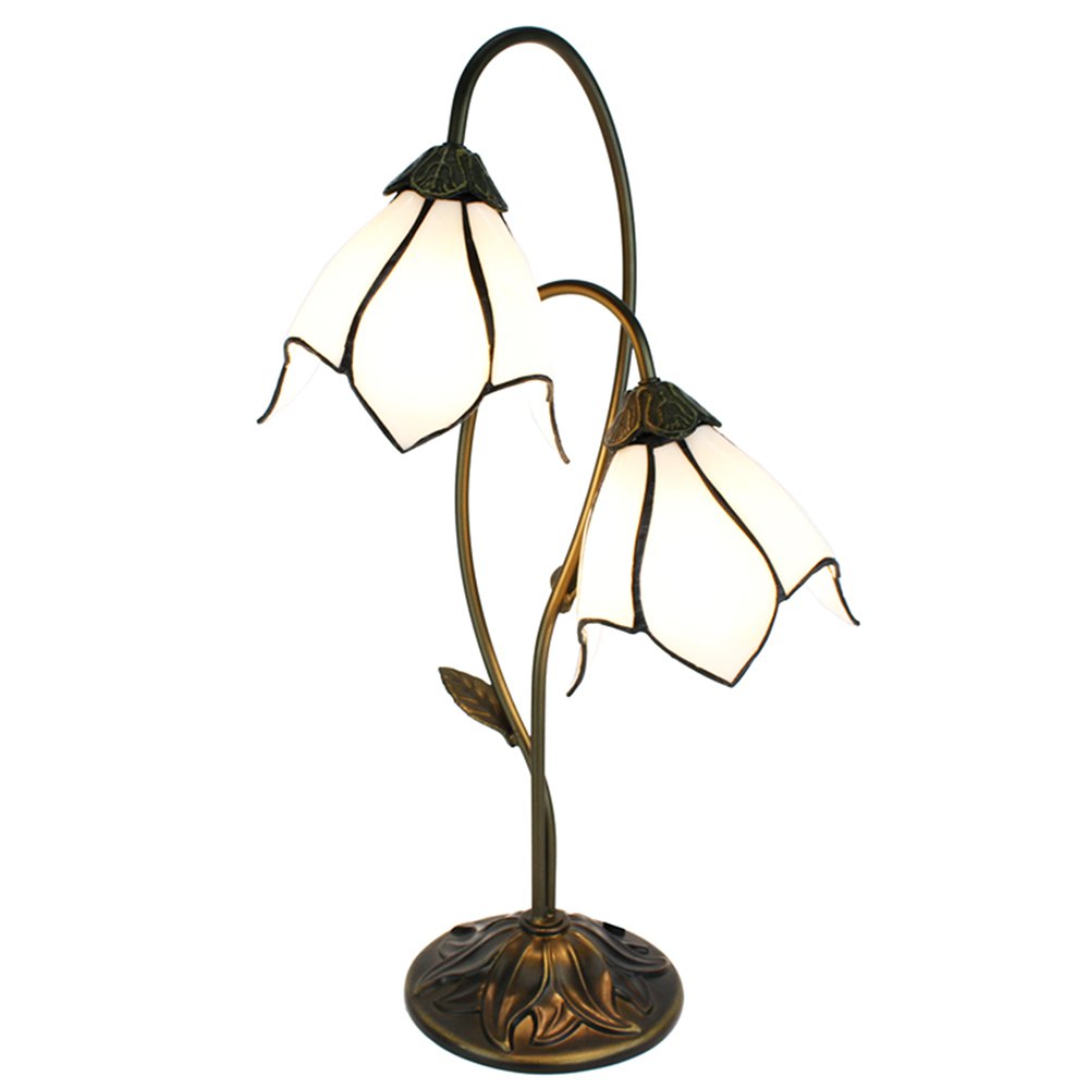 Tiffany Tafellamp 61 cm Wit Bruin Polyresin Tiffany Bureaulamp