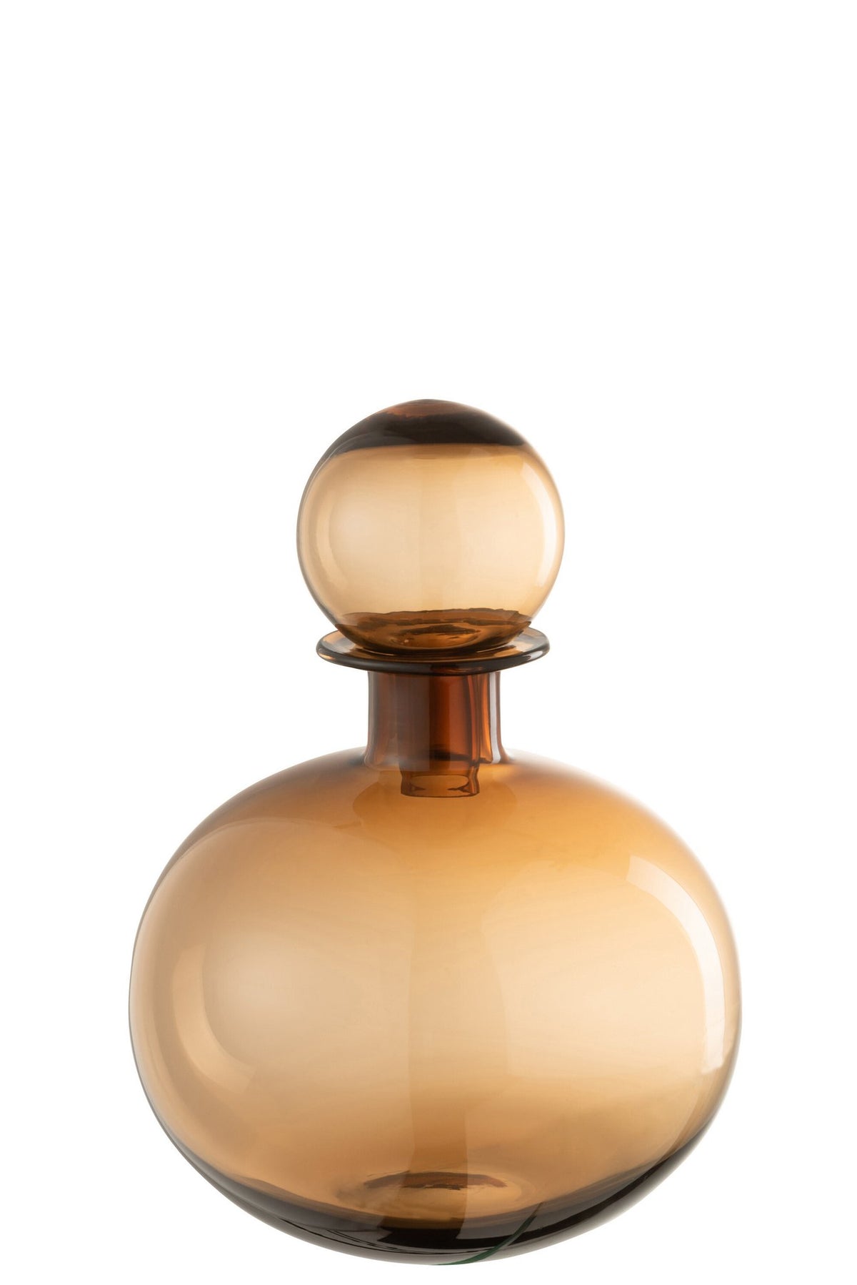 J-Line decoratie Fles + Stop Effen Rond - glas - bruin