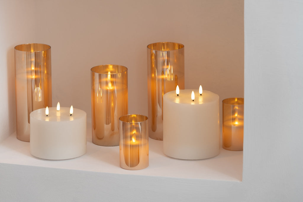 J-Line lamp Blinkend - glas - goud - medium - LED lichtjes