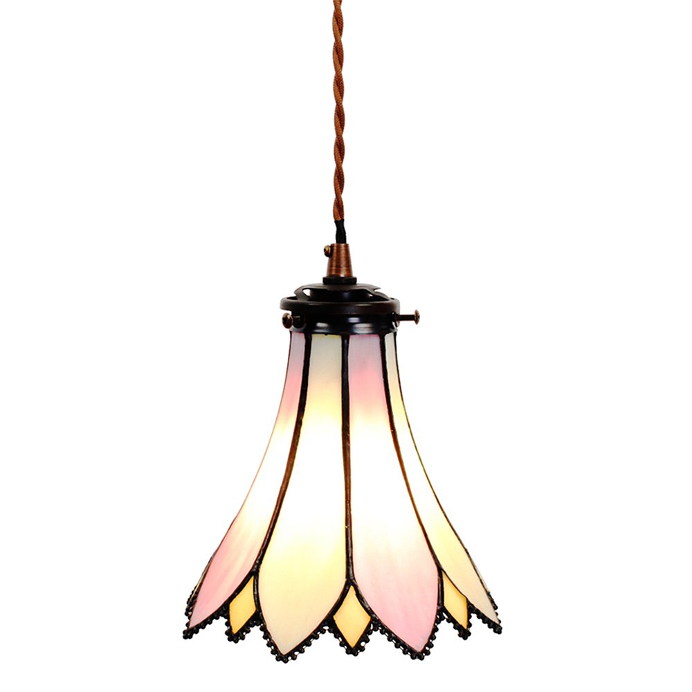 Hanglamp Tiffany Ø 15x115 cm Roze Beige Glas Hanglamp Eettafel