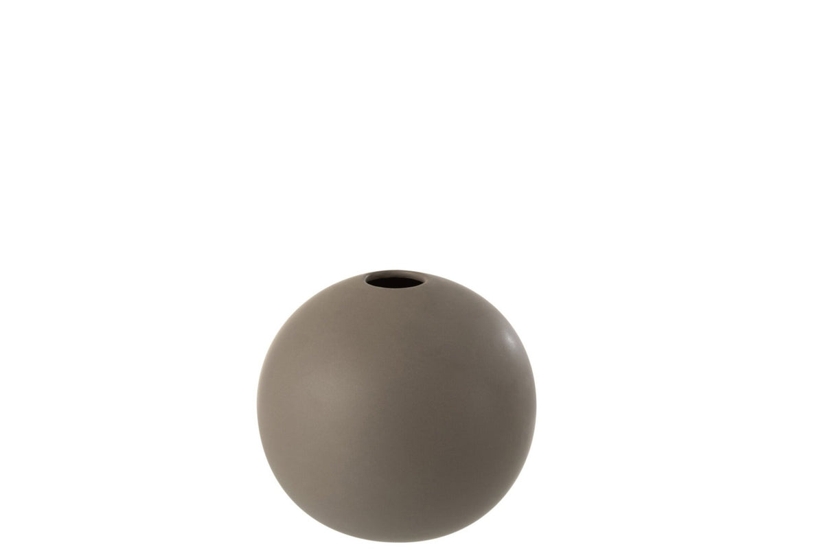 J-Line vaas Bol - keramiek - donkergrijs - medium - 17 cm hoog