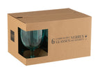 J-Line wijnglas - kunststof - blauw - 6 stuks