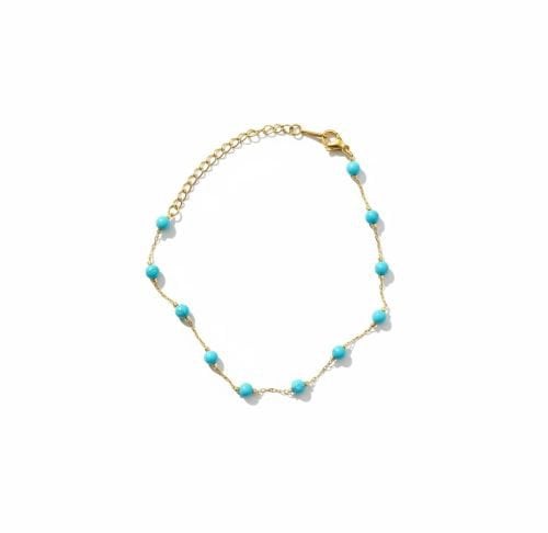 Enkel-/armbandje met turquoise kralen