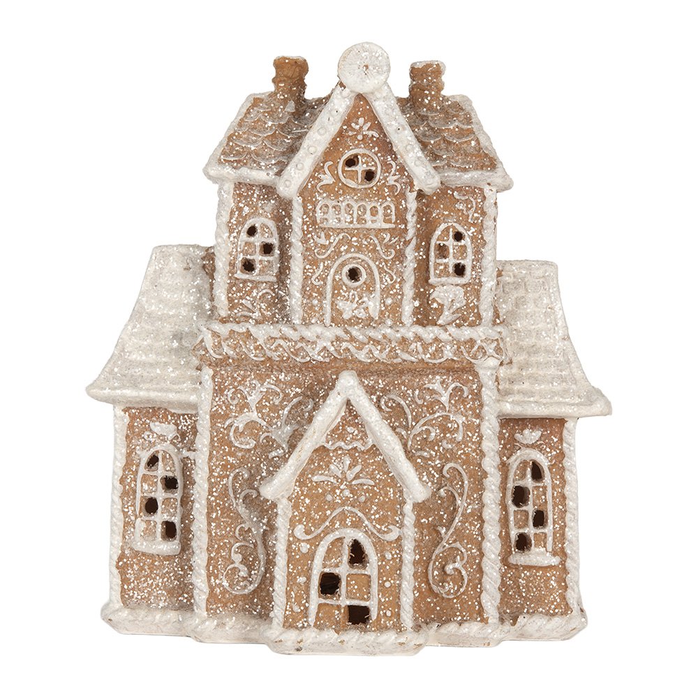 Gingerbread house met LED 18x9x20 cm Bruin Kunststof