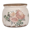 Bloempot Ø 12x10 cm Beige Keramiek Bloemen