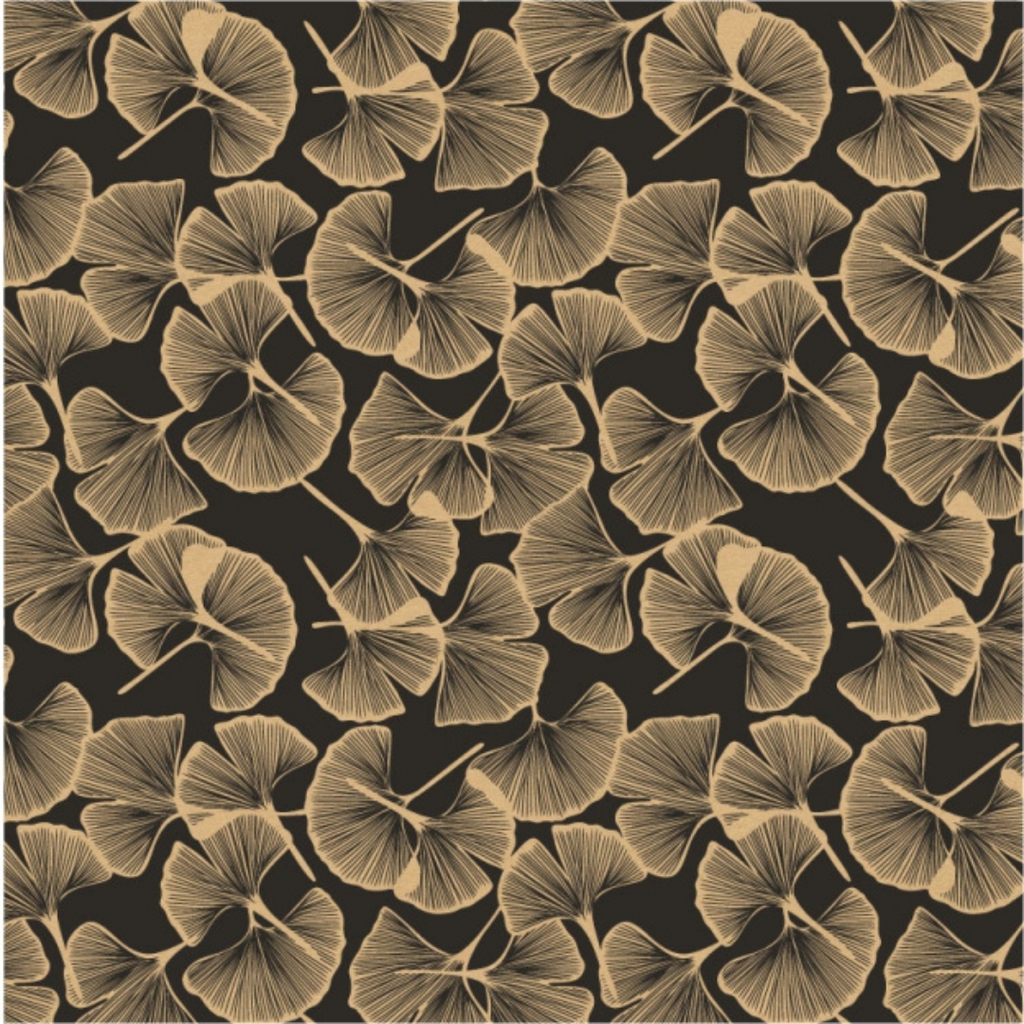 Papierrol – Bio Kraft Botanic – Zwart / Kraft – 60cm x 100m