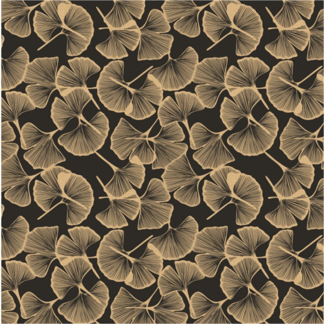 Papierrol – Bio Kraft Botanic – Zwart / Kraft – 60cm x 100m