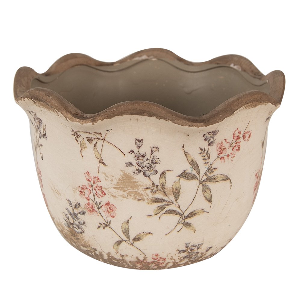Bloempot Ø 20x13 cm Beige Roze Keramiek Bloemen Bloempot Binnen