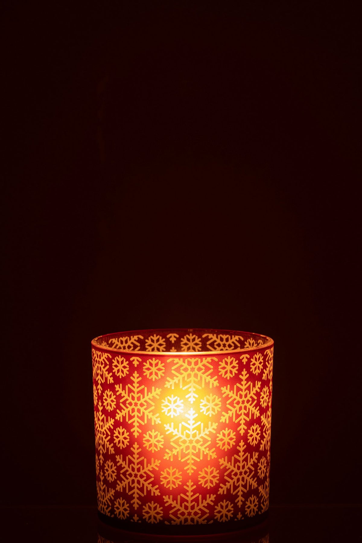 J-Line windlicht Sneeuw - glas - rood - large