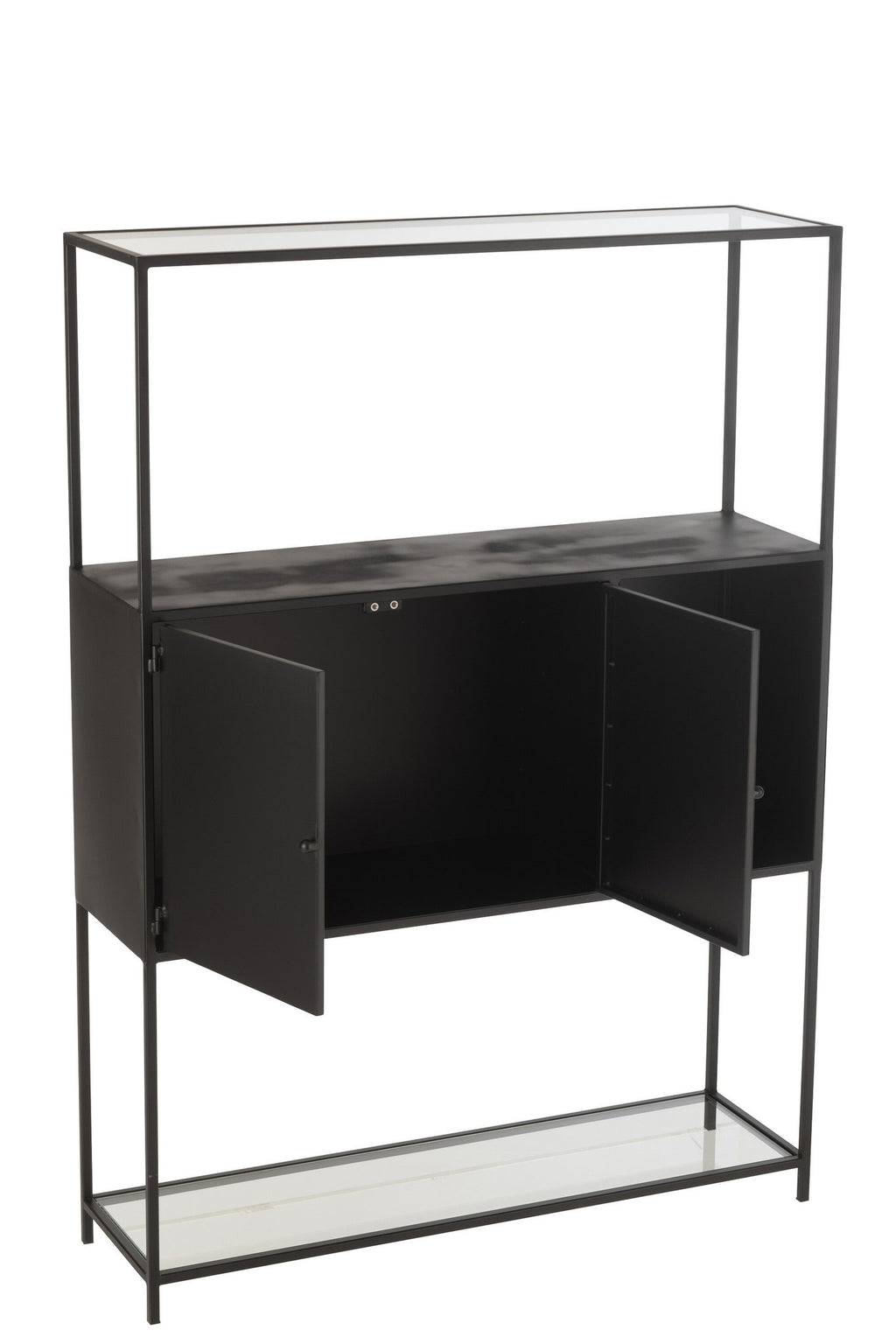 J-Line rek - metaal/glas - zwart