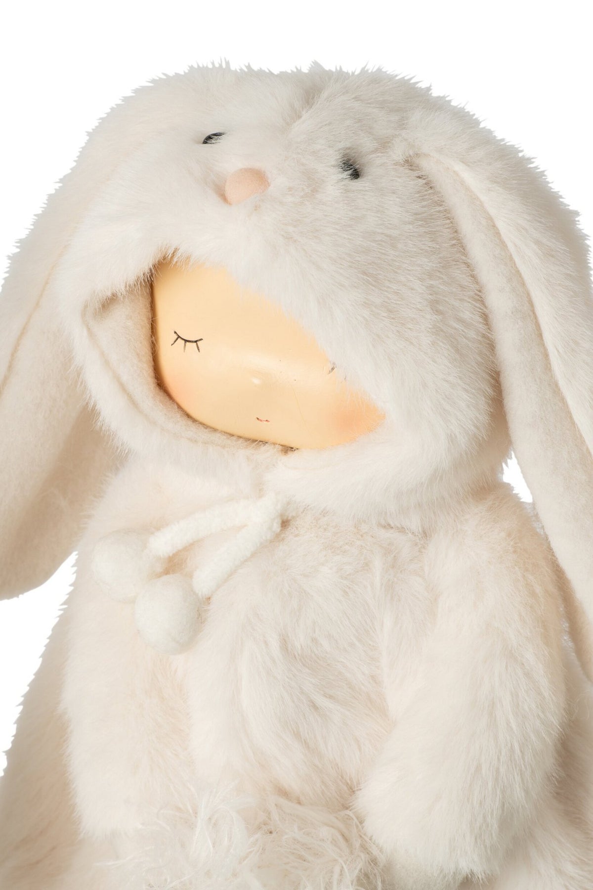 J-Line Kind met konijn en haan - polyester - wit