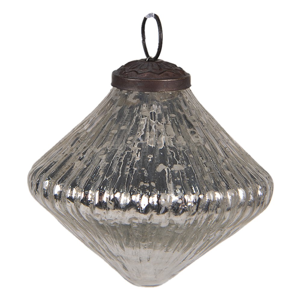 Kerstbal Ø 9 cm Zilverkleurig Glas Kerstdecoratie