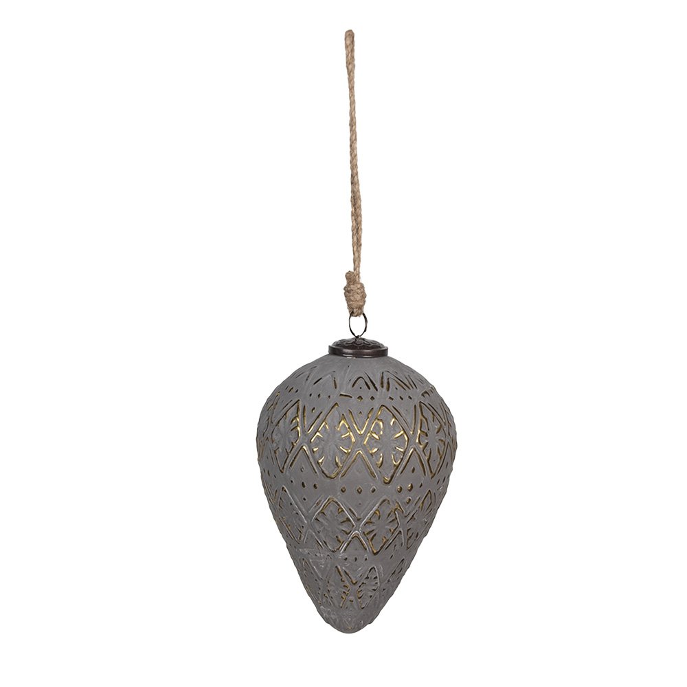 Kerstbal 15 cm Grijs Glas Kerstboomversiering