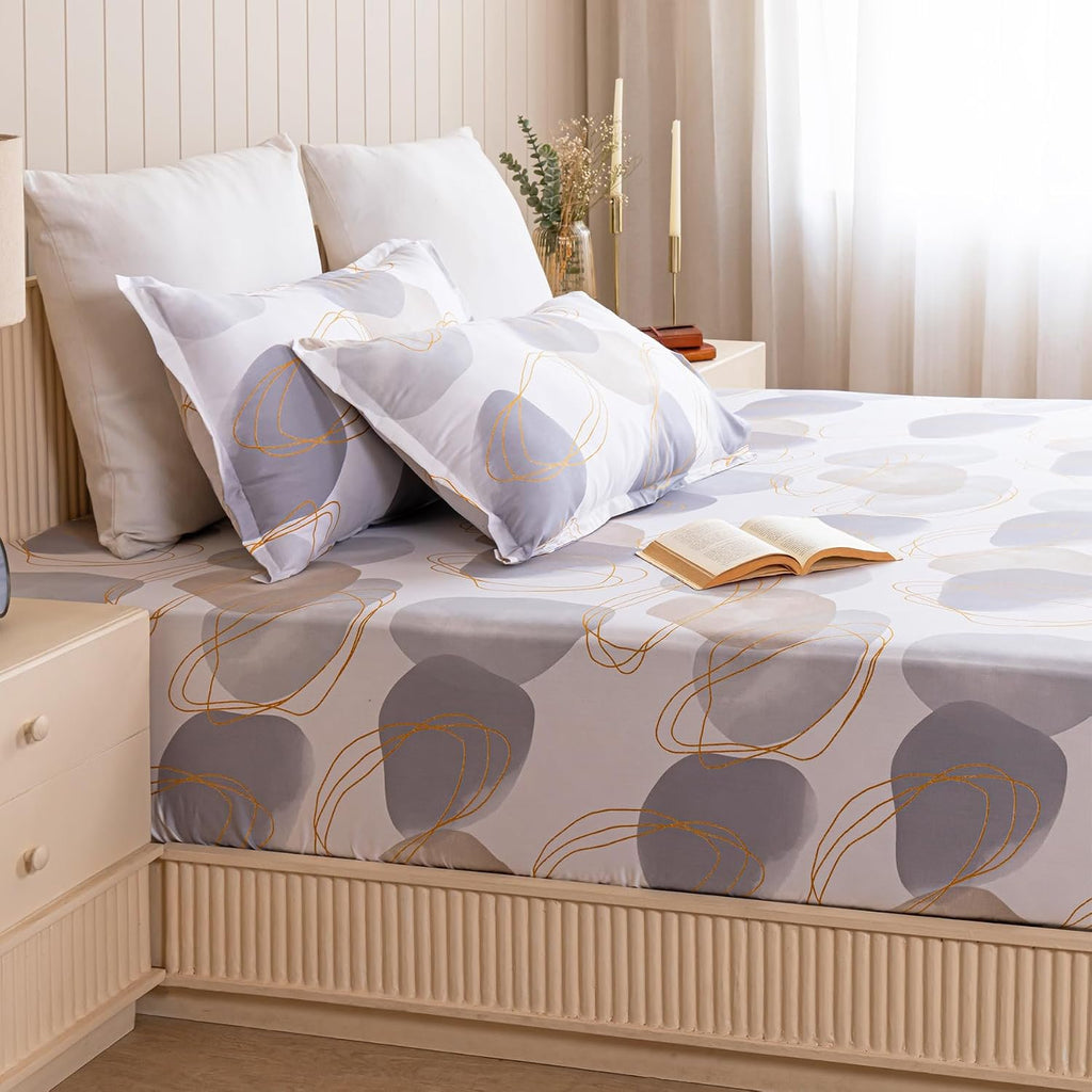 Laken | Langstapelig katoen, elastisch getailleerd | Set van 3 stuks, 198 cm x 183 cm