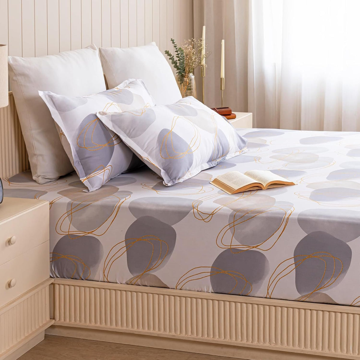 Laken | Langstapelig katoen, elastisch getailleerd | Set van 3 stuks, 198 cm x 183 cm